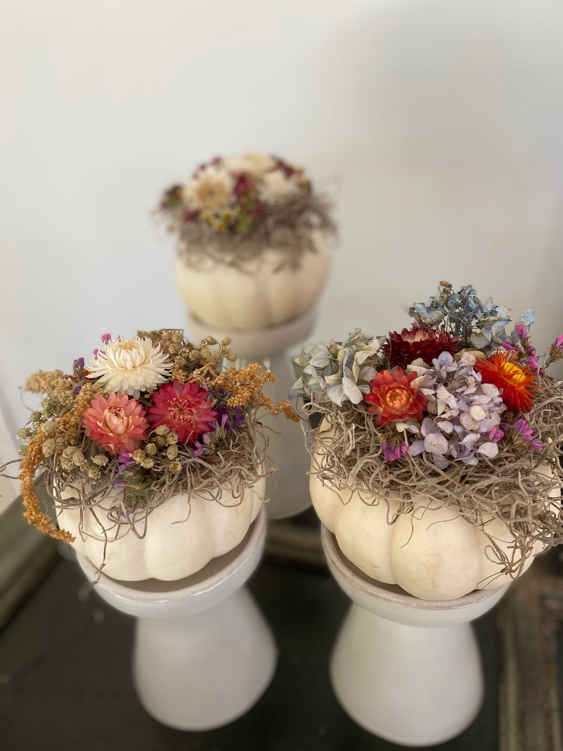Dried flower pumpkins