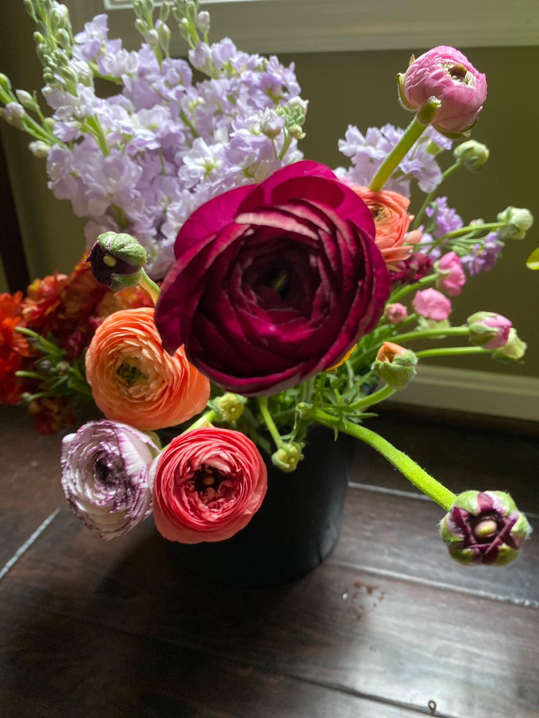Locally grown ranunculus and stock